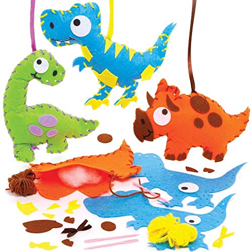 Baker Ross Nähsets Dinosaurier FE116, Dekoration - 3er-Pack, Nähset für Kinder, kreative Aktivitäten für Kinder, ideal für Kunst- und Bastelprojekte. von Baker Ross