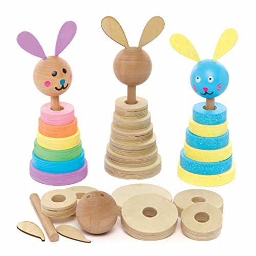 Baker Ross Osterhasen-Holz-Stapelsets – 2 Stück, Osterbasteln, Bastelspaß für Kinder (AX760) von Baker Ross