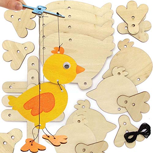 Baker Ross Osterküken-Holzmarionetten, 3 Stück, Ostern-Bastelwerk für Kinder (AX786) von Baker Ross