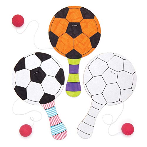 Baker Ross Paddleballschläger „Fußball“ zum Ausmalen (5 Stück) – perfekt als kleine Partyüberraschung für Kinder und zum Spielen von Baker Ross