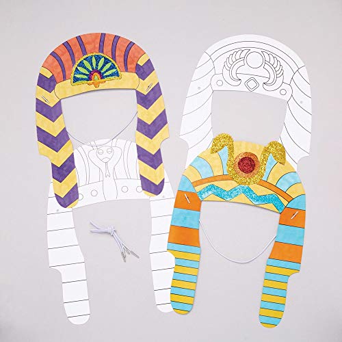 Baker Ross Pharaonen-Kopfschmuck zum Ausmalen (8 Stück) – für Kinder zum Verzieren und Verkleiden, Weiß, Mittel von Baker Ross