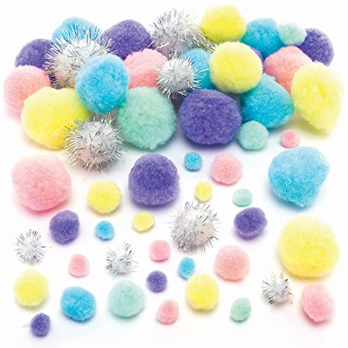 Baker Ross Pom Poms zum Basteln in Einhorn Farben - Pack of 348, Basteln für Kinder und Erwachsene, Buntes Bastelzubehör (FC317) von Baker Ross