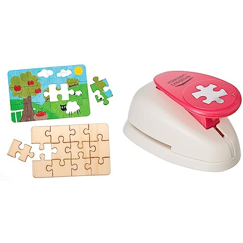 Baker Ross Puzzles aus Holz (8 Stück) – Blanko-Puzzleteile für Kinder zum Verzieren & Vaessen Creative Motivstanzer Jumbo Puzzle Groß Ø5cm von Baker Ross