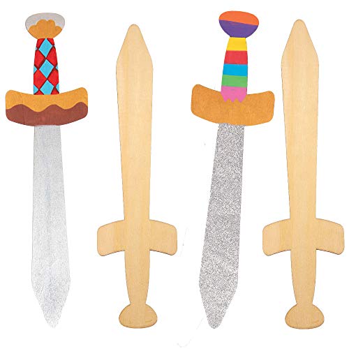 Baker Ross Ritter Langschwerter aus Holz, Für Kinder Kunsthandwerk Projekte (4 Stück) AT697 von Baker Ross