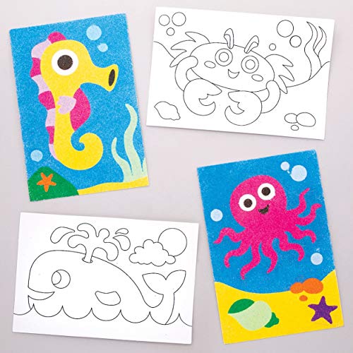 Baker Ross Sandkunstbilder „Meerestiere“ (8 Stück) – für Kinder zum Verzieren und als Dekoidee von Baker Ross