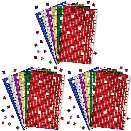 Baker Ross Selbstklebende Mosaik-Quadrate aus Moosgummi, metallic – ideal für Weihnachtskunst und Bastelarbeiten (1440 Stück pro Packung), Sortiert (Packung mit 3) von Baker Ross