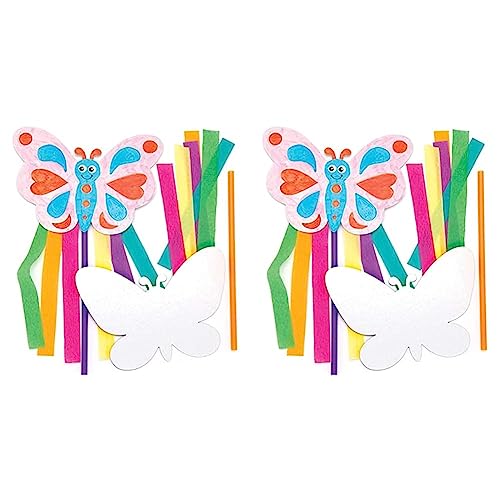 Baker Ross Stabfiguren-Bastelsets „Schmetterlinge“ (6 Stück) – Stabfiguren mit Schmetterlingen für Kinder zum Basteln und Schmücken (Packung mit 2) von Baker Ross