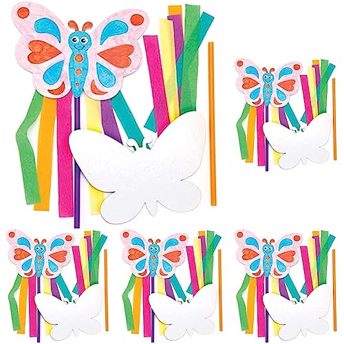 Baker Ross Stabfiguren-Bastelsets „Schmetterlinge“ (6 Stück) – Stabfiguren mit Schmetterlingen für Kinder zum Basteln und Schmücken (Packung mit 5) von Baker Ross