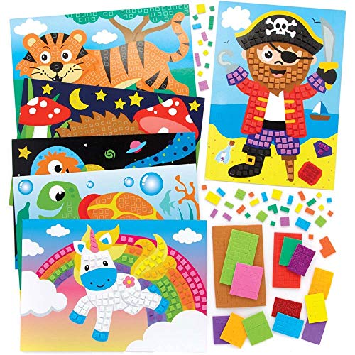 Baker Ross Verschiedene Mosaik-Sets, 6er-Packung, Mosaikfliesen-Kunst und -Basteln, Mosaik-Sets für Kinder, kreative Aktivitäten für Kinder, FE502 von Baker Ross
