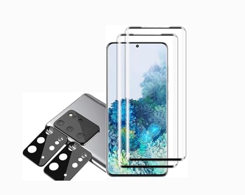 Baker 2+2 Stück Panzerglas für Samsung Galaxy S20 Plus, und 2 Stück Kameraschutz, 3D Gebogen Kante Schutzglas, HD Klar Panzer Schutz Glas Folie, Fingerabdruck-ID Schutzfolie von Baker