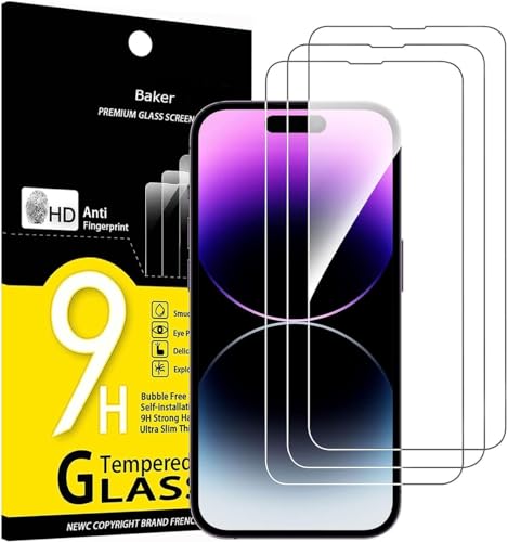 Baker 3 Stück, Panzerglas für iPhone 15 Pro, Frei von Kratzern Schutzglas, 9H Härte, HD Displayschutzfolie Schutz Glas, 0.33mm Ultra-klar von Baker