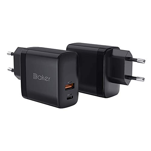 Baker 36W USB C Wand Ladegerät, PD 18W + QC3.0 18W, Dual Port Netzteil Schnellladegerät geeignet für Phone 14/13/12/11/Pro Max, Pro, Mini, Plus, Galaxy S23/S22/S21/S10/S10E/Note10, Note 20,Huawei von Baker