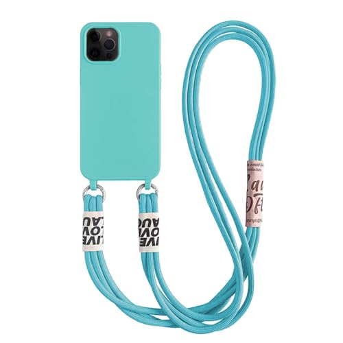 Bakicey Handykette Hülle Für iPhone 13 Mini Necklace Handyhülle Liquid Silikon Cover Mit Kordel Zum Umhängen Schultergurt Schutzhülle Stylische Lanyard Case Für iPhone 13 Mini, Blauer See von Bakicey