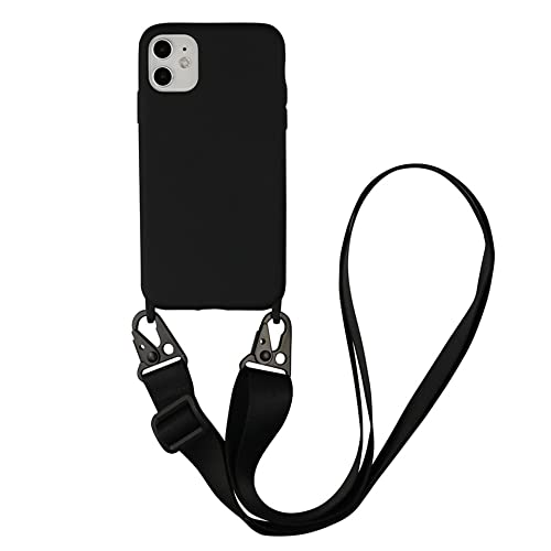 Bakicey Handykette Hülle für iPhone 13, Necklace Handyhülle Liquid Silikon Cover mit Kordel Schultergurt zum Umhängen Schutzhülle mit Stylische Band Case für iPhone 13, Black von Bakicey