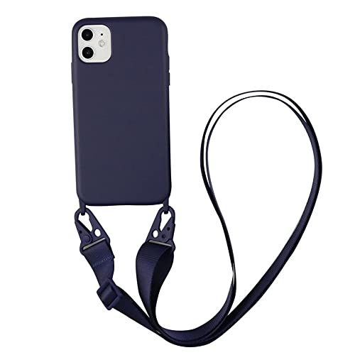 Bakicey Handykette Hülle für iPhone 13, Necklace Handyhülle Liquid Silikon Cover mit Kordel Schultergurt zum Umhängen Schutzhülle mit Stylische Band Case für iPhone 13, NavyBlue von Bakicey