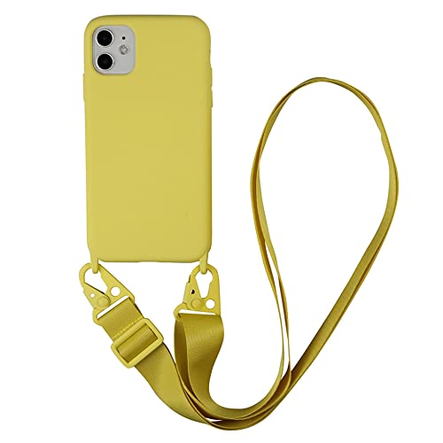 Bakicey Handykette Hülle für iPhone 13, Necklace Handyhülle Liquid Silikon Cover mit Kordel Schultergurt zum Umhängen Schutzhülle mit Stylische Band Case für iPhone 13, Yellow von Bakicey