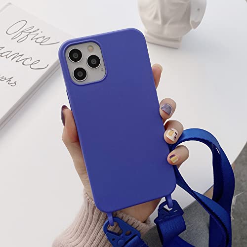 Bakicey Handykette Hülle für iPhone 13 Mini, Necklace Handyhülle Nylon Schultergurt Liquid Silikon Cover mit Kordel zum Umhängen Schutzhülle mit Stylische Band Case für iPhone 13 Mini, Saphirblau von Bakicey