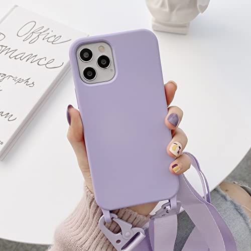 Bakicey Handykette Hülle für iPhone XS, Necklace Handyhülle Nylon Schultergurt Liquid Silikon Cover mit Kordel zum Umhängen Schutzhülle mit Stylische Band Case für iPhone X, Hellviolett von Bakicey