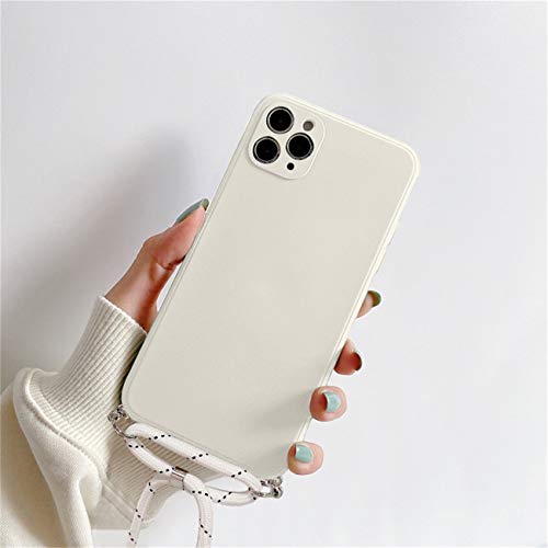 Bakicey Handykette für iPhone 12 Hülle, Silikon Necklace Handyhülle mit Band Stoßfest Schutzhülle Anti-Scratch Umhängen Hülle für iPhone 12 Case (Beige) von Bakicey