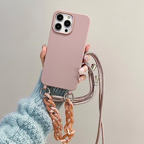 Bakicey Handykette kompatibel mit iPhone 11 Pro Max | Necklace Hülle mit Band Handyhülle für zum Umhängen | Liquid Silikon Case mit Schnur | Sand Pink von Bakicey