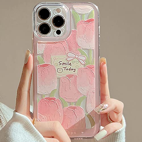 Bakicey Hülle Für iPhone 15 Pro Max Handyhülle Ölgemälde Tulpen Mode Schutzhülle Wellen Handyhülle Erdbeere Bumper Cover Kratzfeste Stoßfest Weich Silikon Case für iPhone 15 Pro Max von Bakicey