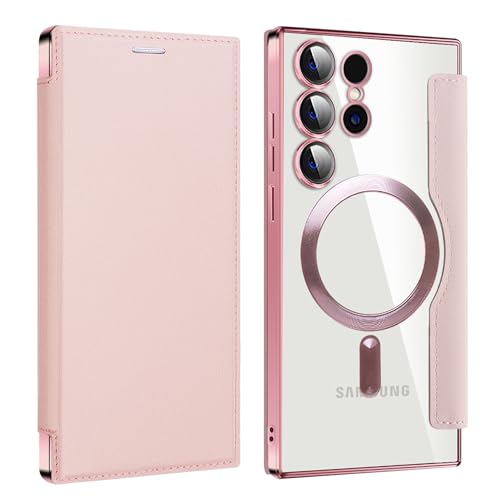 Bakicey Hülle für Samsung Galaxy S24 Ultra Klapphülle Magnetische Hülle, Kartenfach PU Leder Anti-Kratzer Handyhülle mit RFID-Sperre Schutzhülle Flip Case Cover für Samsung Galaxy S24 Ultra, Rosa von Bakicey