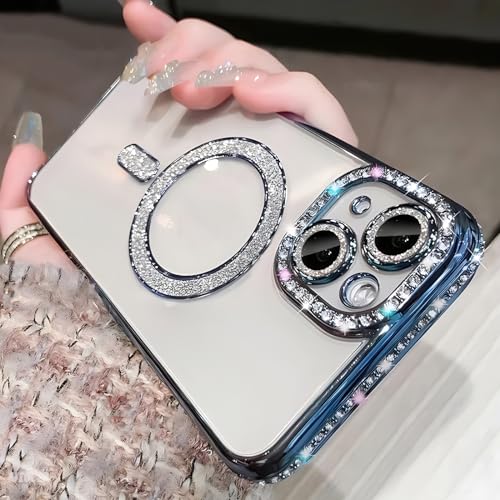 Bakicey Hülle für iPhone 13 Pro Max,Kantenbohren mit Mag-Safe TPU Handyhülle Durchsichtig Glitzer Schutzhülle Süße Kratzfest Bling Bling Luxuriös Case Cover für iPhone 13 Pro Max,Blau Bakicey Hülle für iPhone 13 Pro Max,Kantenbohren mit Mag-Safe TPU Handyhülle Durchsichtig Glitzer Schutzhülle Süße Kratzfest Bling Bling Luxuriös Case Cover für iPhone 13 Pro Max,Blau von Bakicey