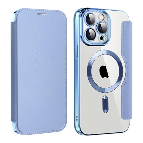 Bakicey Hülle für iPhone 14 Pro Klapphülle Magnetische Hülle, Kartenfach PU Leder Anti-Kratzer Handyhülle mit RFID-Sperre Schutzhülle Transparent Flip Case Cover für iPhone 14 Pro, Blaue von Bakicey