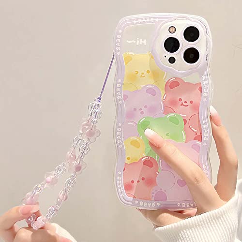 Bakicey Kompatibel iPhone 12 Pro Hülle mit Perlen Armband Design Cute Bunte Bären Gewellt Handyhülle Frauen Mädchen Süßes Muster Glitzer Pearl Aesthetic Kameraschutz Case für iPhone 12 Pro von Bakicey