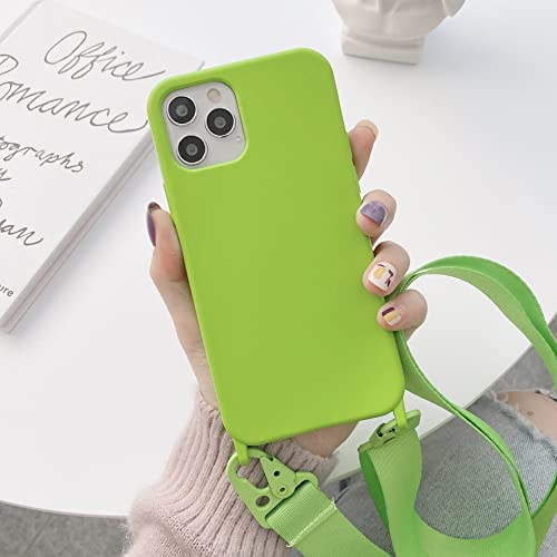 Bakicey Liquid Silikon Handykette Hülle für iPhone 14, Verstellbarer Halskette Silikon Handyhülle mit Stylische Band Kordel zum Umhängen Schutzhülle Case Cover für iPhone 14, Grün von Bakicey