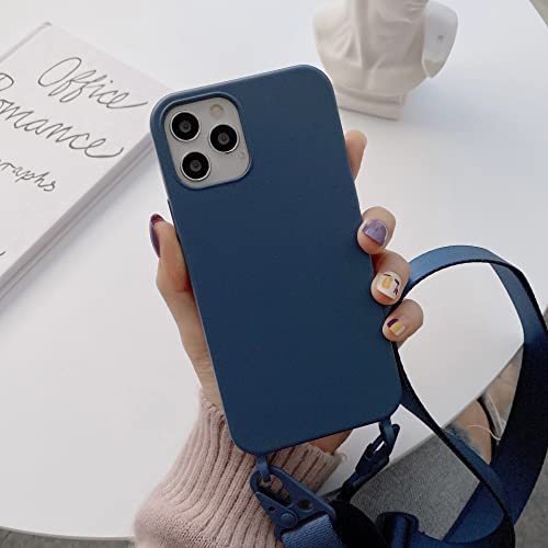 Bakicey Liquid Silikon Handykette Hülle für iPhone SE 5G/SE 2020, Verstellbarer Halskette Silikon Handyhülle mit Stylische Band Kordel zum Umhängen Schutzhülle Case Cover für iPhone 8/7, Ziegelblau von Bakicey