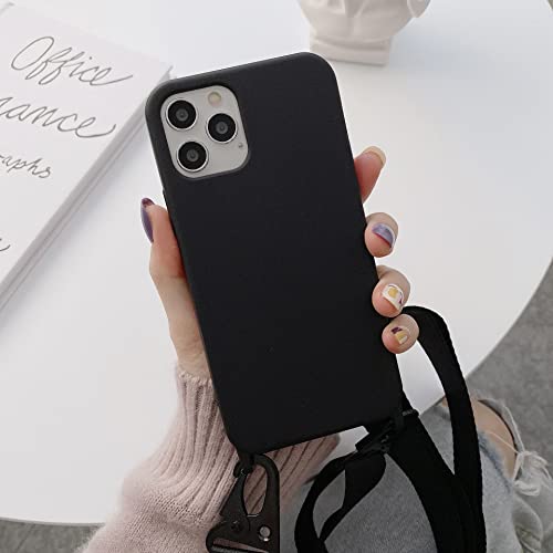 Bakicey Liquid Silikon Handykette Hülle für iPhone SE 5G/SE 2020, Verstellbarer Halskette Silikon Handyhülle mit Stylische Band Kordel zum Umhängen Schutzhülle Case Cover für iPhone 8/7, Schwarz von Bakicey