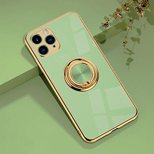 Bakicey iPhone 12 Mini Schutzhülle mit Metallständer, Weiche Silikon Handyhülle mit 360 Grad Ring Stand Magnetische Autohalterung Soft TPU Bumper Stoßfest Case Cover für iPhone 12 Mini - Matcha grün von Bakicey