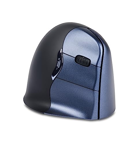 BakkerElkhuizen Evoluent4 Wireless, Vertikale Ergonomische Maus, Computermaus für Büro/Office/Home Windows PC Laptop, Rechtshänder, Kabellos, schwarz/blau/Silber von BakkerElkhuizen