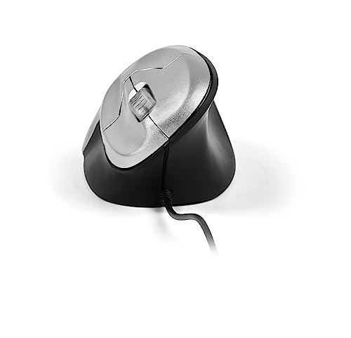 BakkerElkhuizen - Vertikal Maus Grip Mouse - Ergonomische Maus mit Kabel - Rechtshänder Maus Ergonomisch - Silber/Schwarz von BakkerElkhuizen