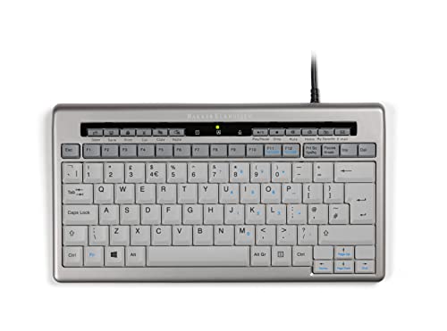 BakkerElkhuizen S-Board 840 Compact Keyboard - Kompakte Tastatur - Computer Tastatur - USB Anschluss - kabelgebunden - 2 USB Hubs - ergonomisch - Silber/grau - QWERTY UK Layout von BakkerElkhuizen