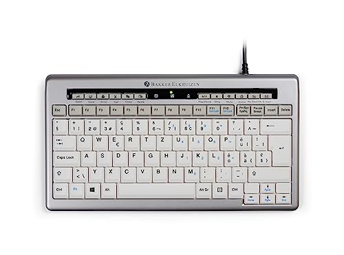 BakkerElkhuizen S-Board 840 Kompakt Tastatur, Schweizer Layout QWERTY, kabelgebunden, hellgrau/weiß von BakkerElkhuizen