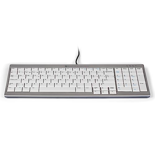 BakkerElkhuizen UltraBoard 960 Standard Compact Tastatur, Schweizer Layout Qwertz, Kabelgebunden, Hellgrau/Weiß von BakkerElkhuizen