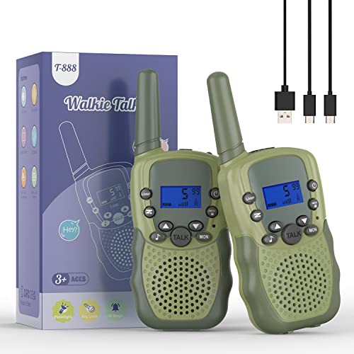 Bakoherp Kinder Walkie Talkie, Walkie Talkie Aufladbar für 3-12 Jahre alte Kinder, Funkgeräte Kinder Wiederaufladbar mit 8 Kanäle, LED Taschenlampe, VOX Funktion für Abenteuer, Camping, Wandern von Bakoherp