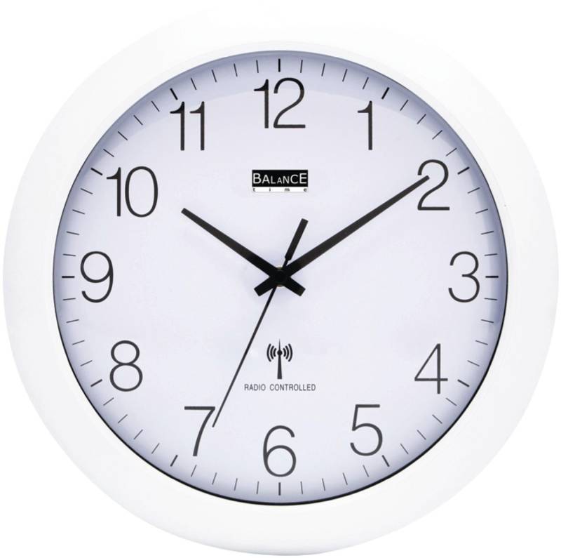 506407 Funkgesteuerte Wanduhr weiß/silber von Balance