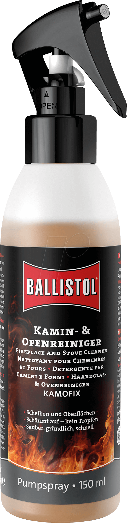 BALL 25415 - Kamin- und Ofenreiniger Kamofix, 150 ml, Pumpspray von Ballistol