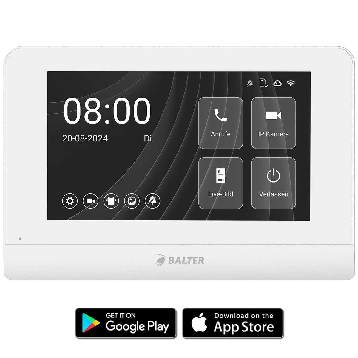 BALTER ENTRI WiFi 7 Zoll HD Videostation Weiß (Touchscreen-Monitor Farb-LCD-Bildschirm 2-Draht) von Balter