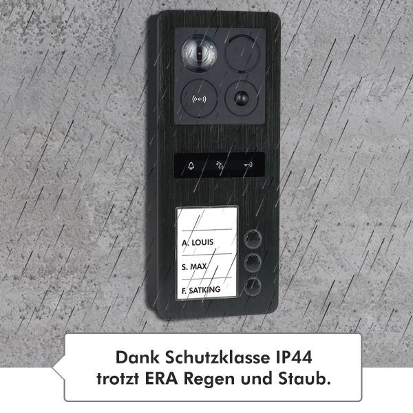 BALTER ERA IP Aufputz-Türstation Full HD RFID 2-Draht BUS 180° Weitwinkelkamera Schwarz 3 Familienha von Balter