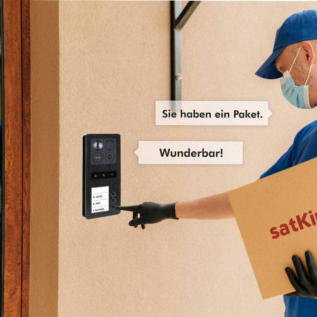 BALTER ERA IP Aufputz-Türstation Full HD RFID 2-Draht BUS 180° Weitwinkelkamera Schwarz 3 Familienhaus von Balter