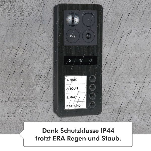 BALTER ERA IP Aufputz-Türstation Full HD RFID 2-Draht BUS 180° Weitwinkelkamera Schwarz 4 Familienha von Balter