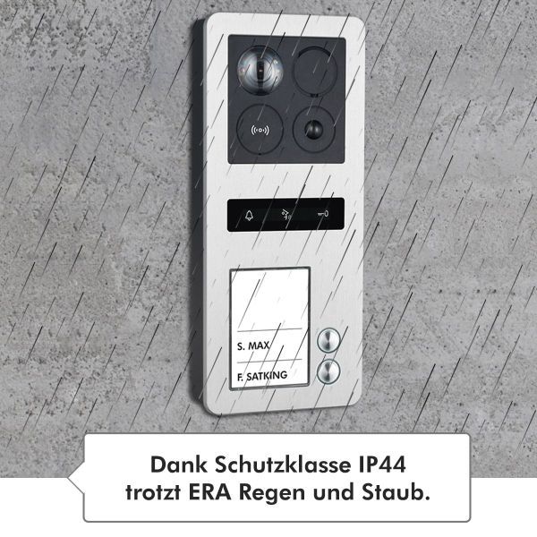 BALTER ERA IP Aufputz-Türstation Full HD RFID 2-Draht BUS 180° Weitwinkelkamera Silber 2 Familienhau von Balter