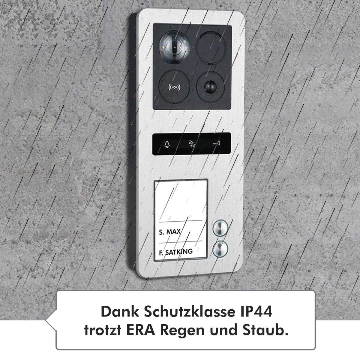 BALTER ERA IP Aufputz-Türstation Full HD RFID 2-Draht BUS 180° Weitwinkelkamera Silber 2 Familienhaus von Balter