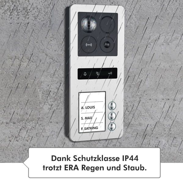 BALTER ERA IP Aufputz-Türstation Full HD RFID 2-Draht BUS 180° Weitwinkelkamera Silber 3 Familienhau von Balter