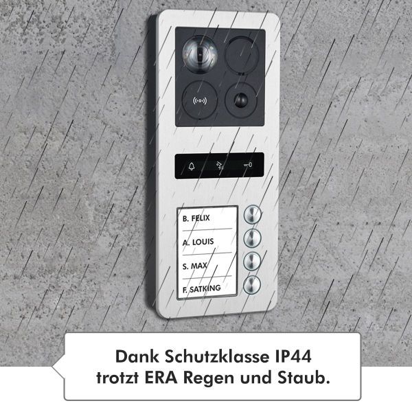 BALTER ERA IP Aufputz-Türstation Full HD RFID 2-Draht BUS 180° Weitwinkelkamera Silber 4 Familienhau von Balter