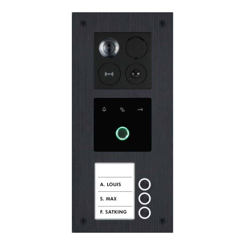 BALTER ERA IP Türstation mit Fingerprint Modul Unterputz 2-Draht BUS 180° Weitwinkelkamera Schwarz 3 Familienhaus von Balter